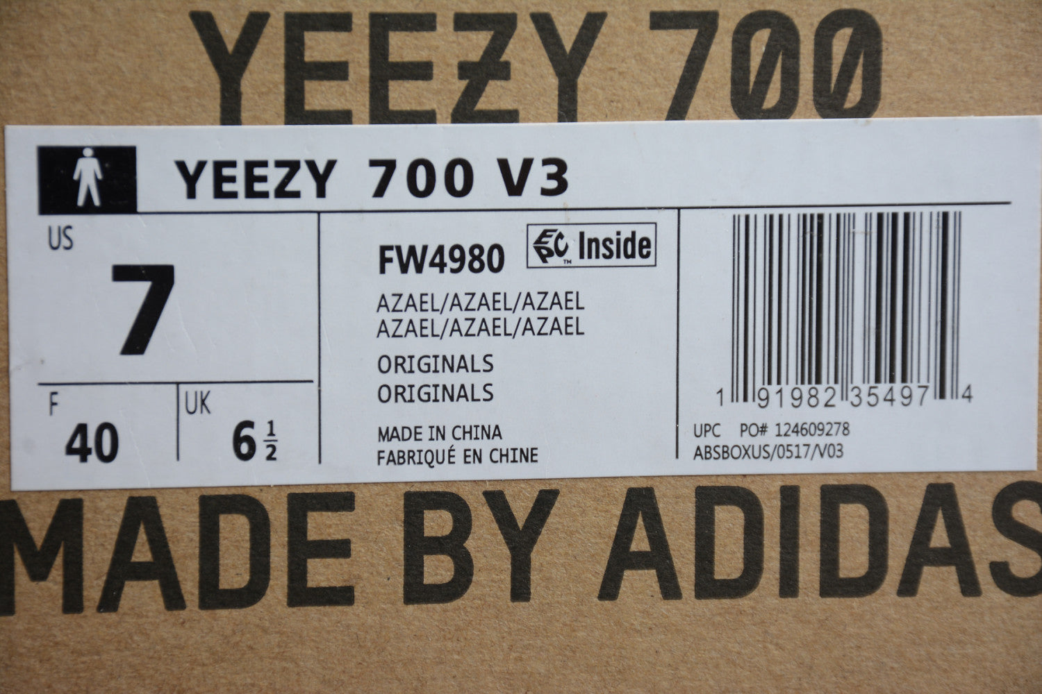 Yeezy Boost 700V3 Azael Black White FW4980