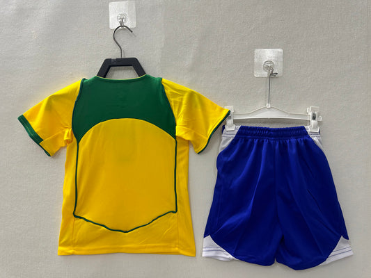 Brazil Home Retro Kids Jersey 2004
