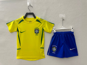 Brazil Home Retro Kids Jersey 2002