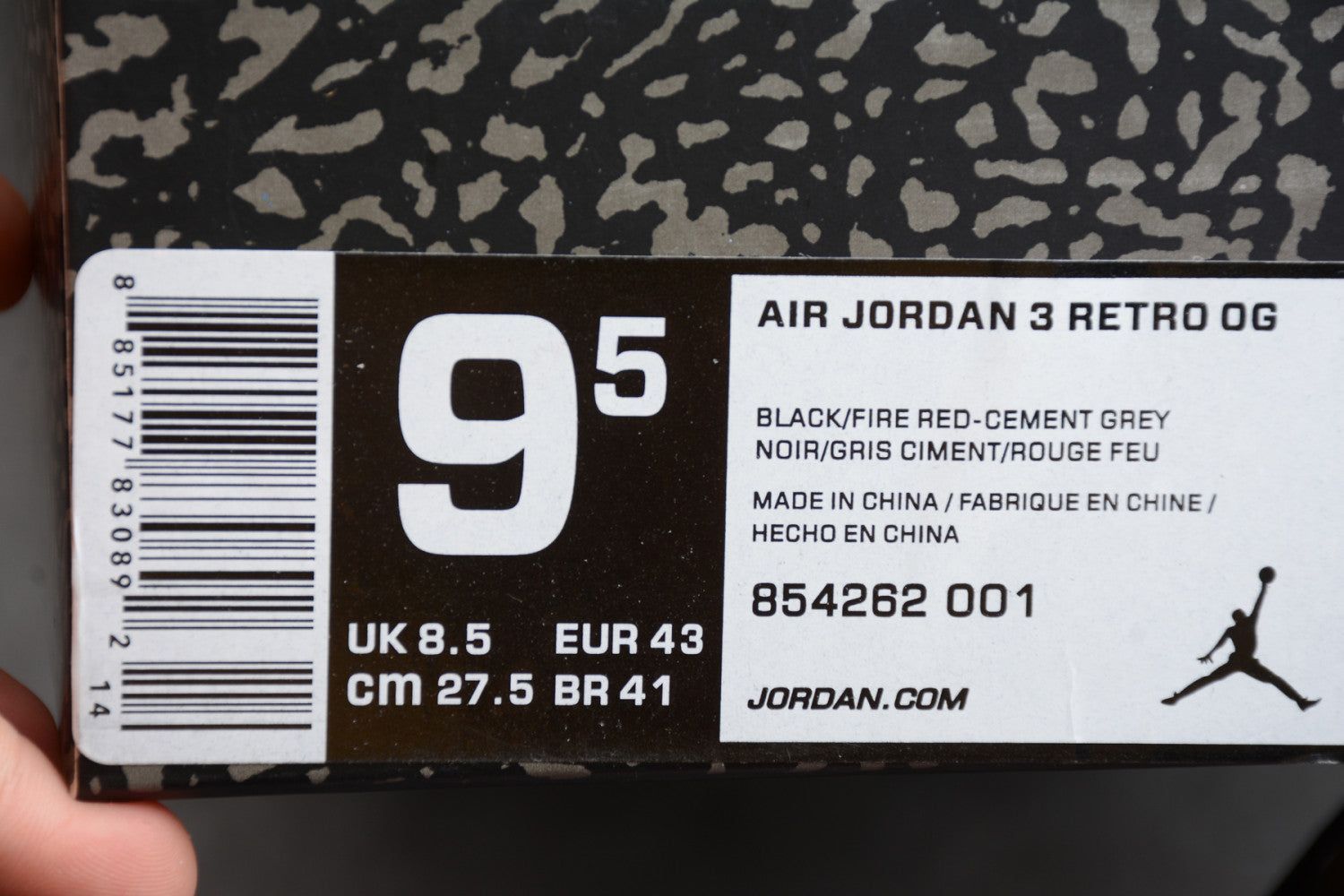 Air Jordan 3 OG “Black Cement” 854262-001