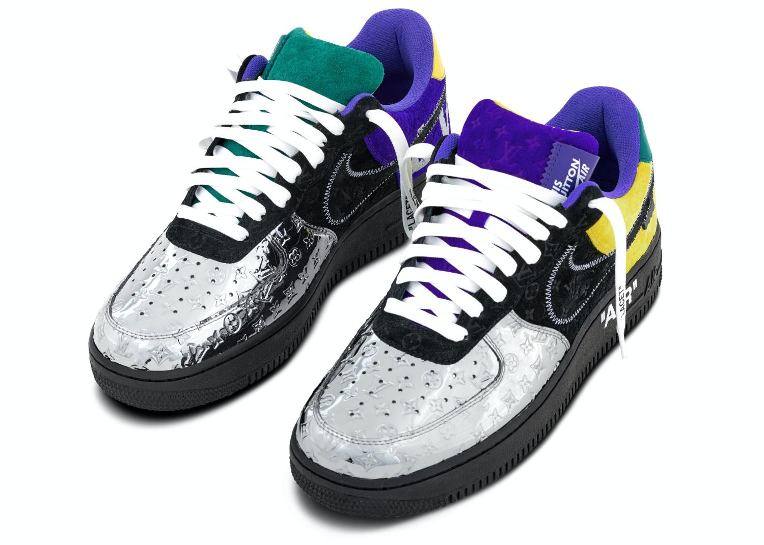 Air Force 1 LV Louis Vuitton Low Black Metallic Silver