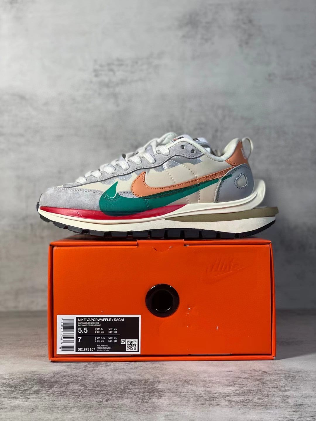 VaporWaffle Sacai Gray Red