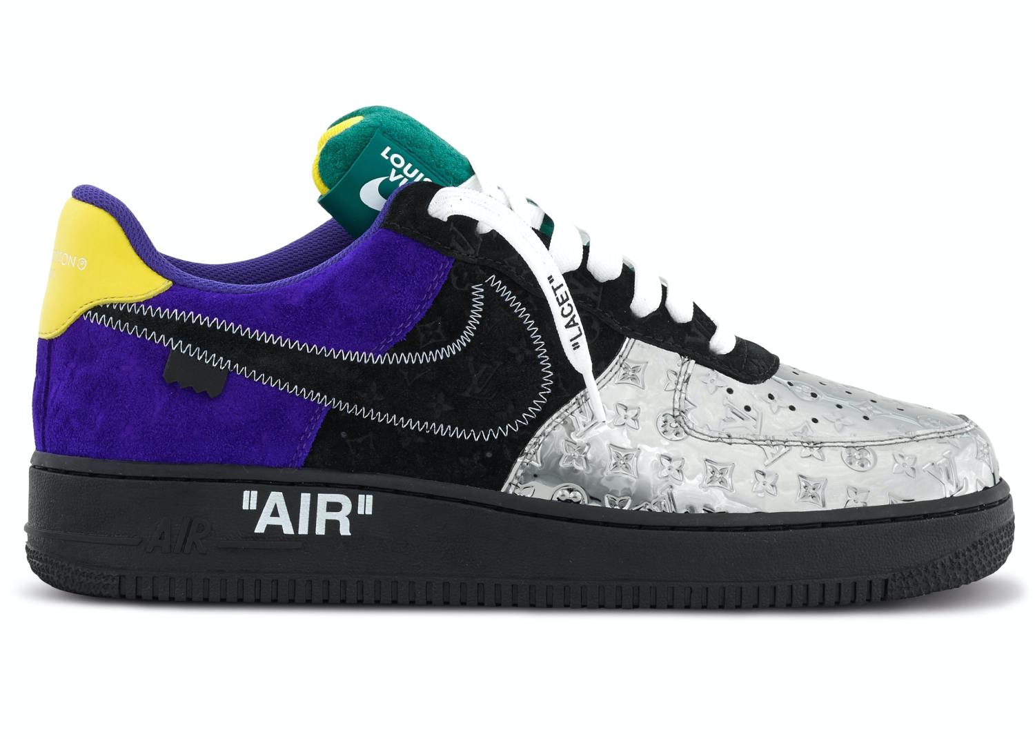 Air Force 1 LV Louis Vuitton Low Black Metallic Silver