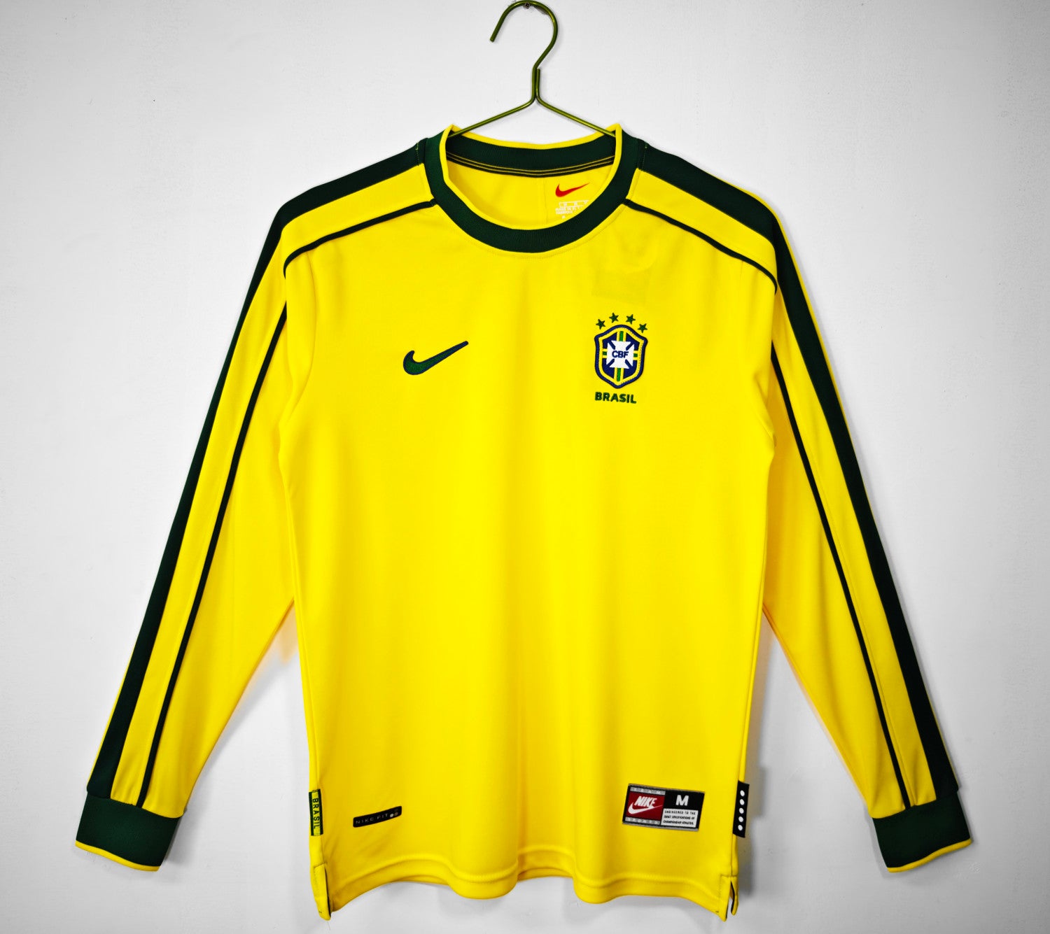 Brazil Home Retro Long Sleeve Jersey 1998