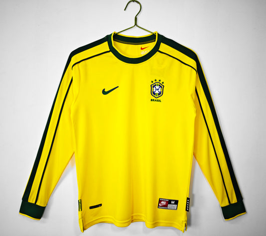 Brazil Home Retro Long Sleeve Jersey 1998