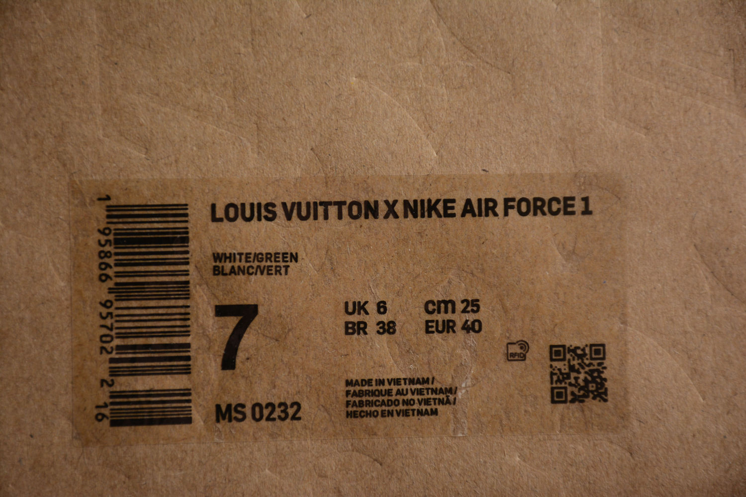 Air Force 1 LV Louis Vuitton Low White Green MS 0232