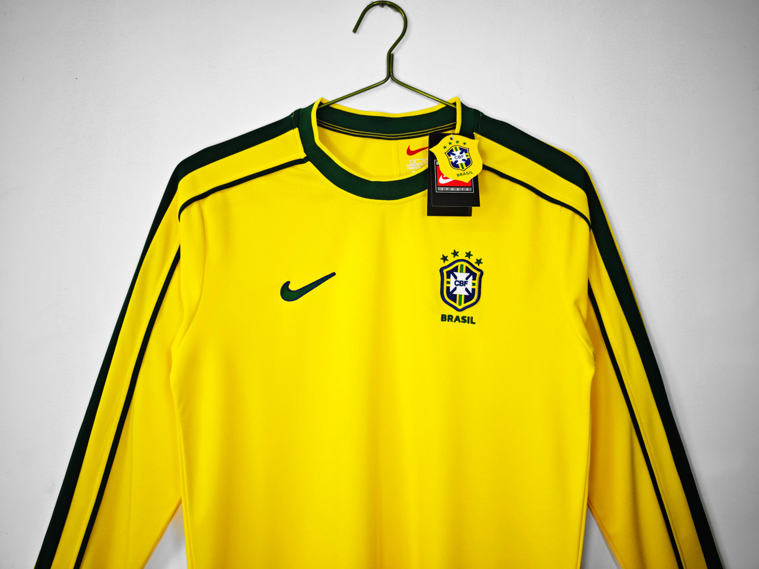 Brazil Home Retro Long Sleeve Jersey 1998